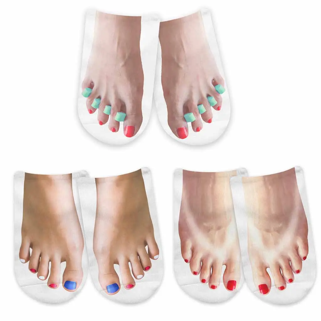 Funny Feet No Show Socks for Women | Novelty Photo Print Socks