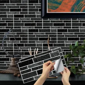 Vintage Brick Pattern Wall Sticker, Self-adhesive Removable Tile Backsplash, Waterproof & Oil-resistant Wall Decor for Kitchen & Bathroom