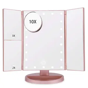 Makeup Mirror with 22 LED Lights, 180° Rotatable, Touch Screen and 3X/2X/1X Magnification Mirror, Tabletop Makeup Mirror, Beauty Mirror
