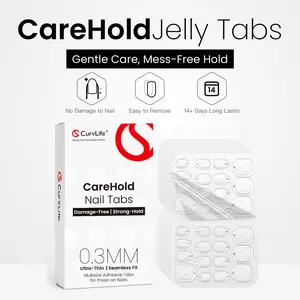 Nail Jelly Tabs | CurvLife Nailora – 0.3mm Ultra-Thin Seamless Adhesive Tabs, Multisize Perfect Fit, Strong Hold, Long-Lasting Wear, Easy Apply, Damage-Free Removal, Safe for Natural Nails, Travel Refill Pack
