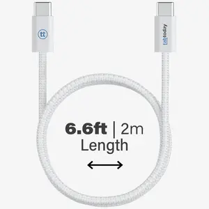 tabtoday 6ft USB-C to USB-C Charging Cable - White