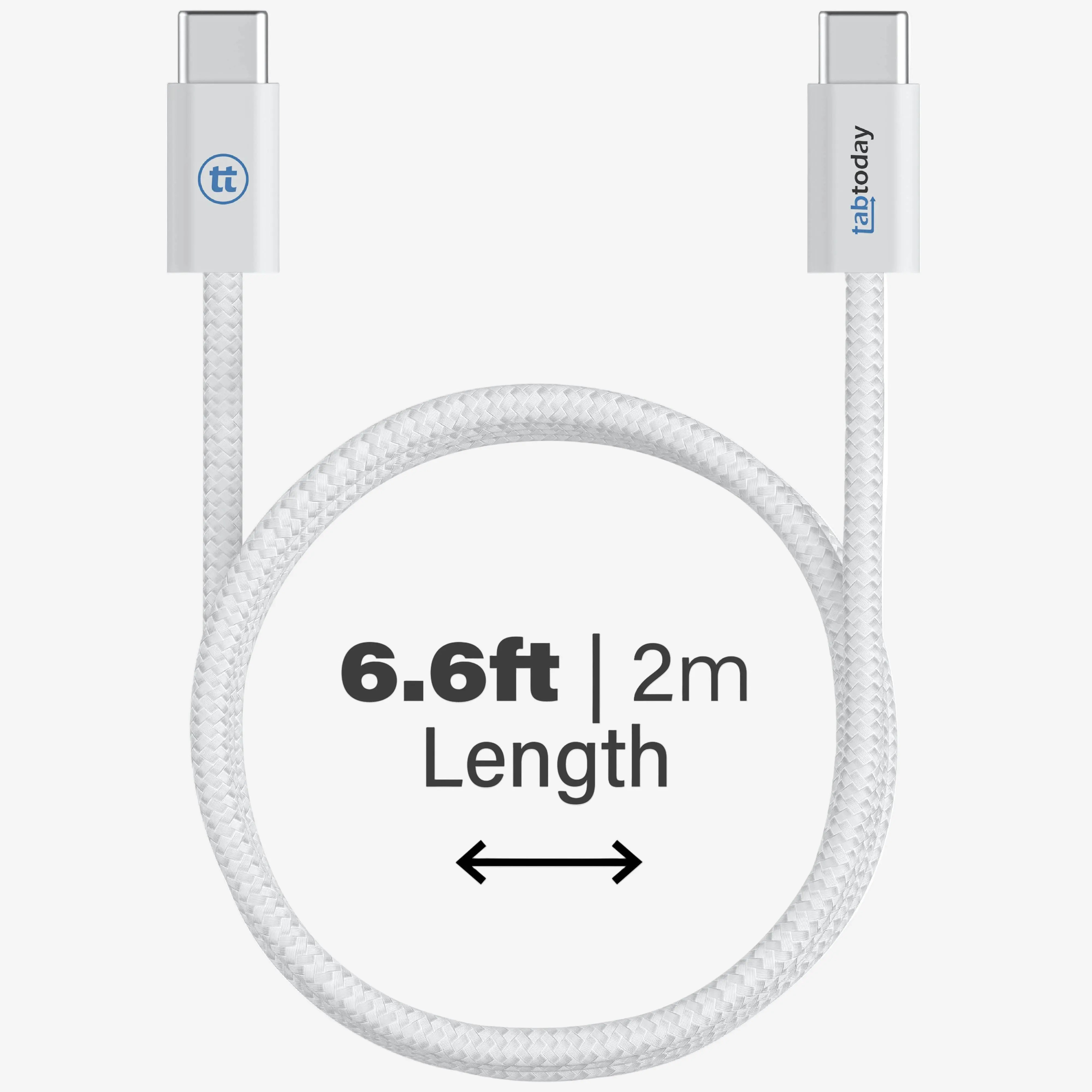 tabtoday 6ft USB-C to USB-C Charging Cable - White