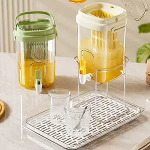 0.53 Gallon Water Dispenser, Cold Drink Filter Pitcher Set Leakproof for Water Lemonade Tea Juice, Includes Tap Iron Stand Tray, Drinkware