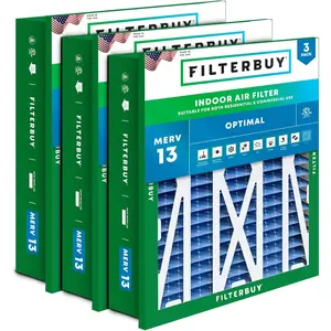 Filterbuy 20x25x5 Air Filter (3-Pack), Pleated MERV 13 Optimal Defense HVAC AC Furnace Air Filters for Honeywell Return Grille