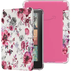 Transparent Case for 7"  Kindle Paperwhite Signature Edition (12th Generation, 2024 Release) and Kindle Colorsoft Signature Edition (1st Gen), Clear  Cover (Rose Floral)
