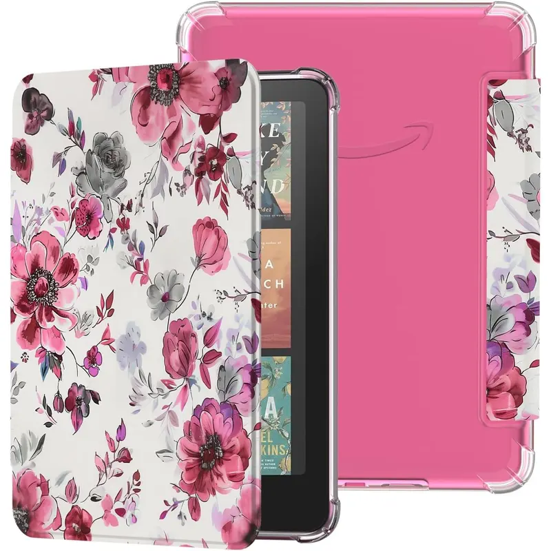 Transparent Case for 7"  Kindle Paperwhite Signature Edition (12th Generation, 2024 Release) and Kindle Colorsoft Signature Edition (1st Gen), Clear  Cover (Rose Floral)