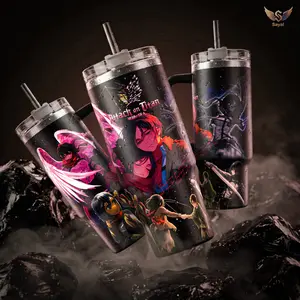 [Mikasa Version] Eren Yeager Love Eternal ATTACK ON TITAN Couple Graphic Sayal 40 oz Vacuum Insulated Cup Straw Keeps Drinks Hot Cold 12H+ For Anime Lovers Romantic Aesthetic Vibes Eremika Style Steel Comfort Handle Mug Gift For Fans