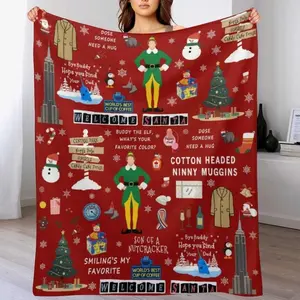 Christmas Flannel Blanket, Buddy The Elf Movie Vintage Blanket, Christmas Gift For Him, Her, Kid, Teen, Film Fans, Blanket For Couch Sofa Bed, Christmas Blanket, Christmas Gift, Thanksgiving Blanket, Gift For Men & Women, Gift For Kids