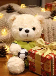 16cm Soccer Teddy Bear Plush Toy - Cute Football Stuffed Animal Gift for Soccer Fans Kids - 2026 Fan Collectible - Ultra-Soft Cream Curly Fur - Perfect for Desktop & Shelf Decor