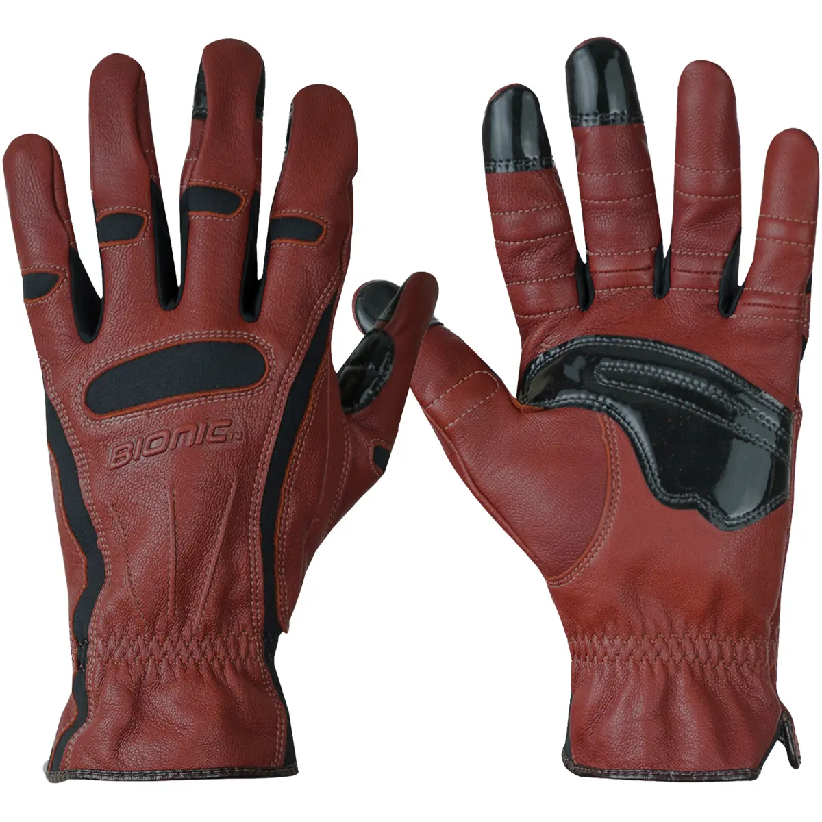 Bionic Men's Tough Pro Goatskin Gardening Gloves - Brown, Open Cuff, Slip-On, Easy to Pull On, Flexible, Natural Fit for Outdoor Work, Increased Durability