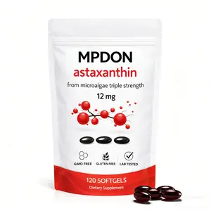 MPDON Astaxanthin 12mg 120 Softgels 4 Monthly Supply Natural Tanning Fresh Microalgae Source Easy to Swallow Vitamin Supplement - Healthcare