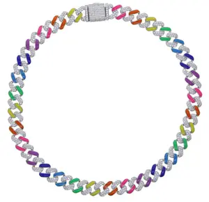 Rainbow cuban link necklace