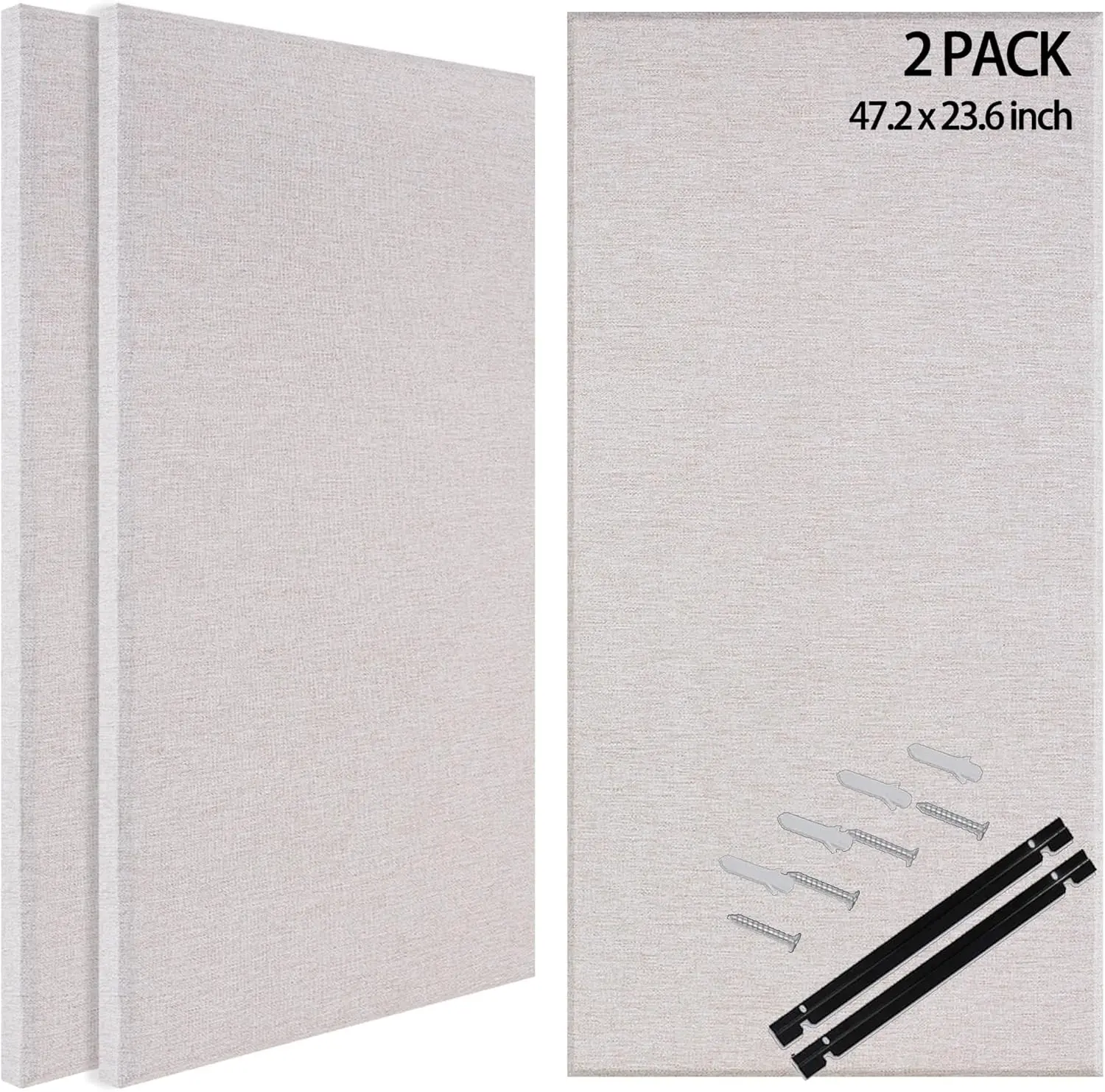 BUBOS 2-Piece Polyester Fabric Acoustic 3D Wall Panels (47.2in x 23.8in), Max CavityPro Linen Decorative Sound Dampening Panels with NRC 0.95 for Studios, Home Theater