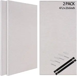 BUBOS 2 PCS Fabric Acoustic Panels,47.2''x23.8'' Decorative Sound Dampening Panels, Art Large Acoustic Wall Panels for Studios, Office, Home Theater,Max CavityPro Linen