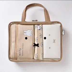 Cute Miffy Rabbit Storage Bag Four-Piece Set Portable Waterproof Toiletries Bag for Business Trips and Travels and Separate Bags