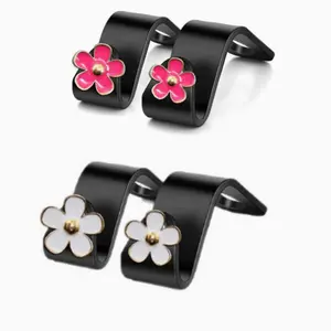 2pcs Three-Color Alloy Flower Single Hook Car Seat Back Storage Hooks, Travel Essential, Rear Seat Organization, Modern Car Decor, Durable Material, Car Organization Supplies