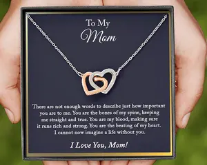 Personalized To My Mom, Mom Gift Necklace, Mom Birthday Gift, Mom Gift from Daughter, Mother Son, Joint Hearts Necklace, Mother's Day Gift Necklace