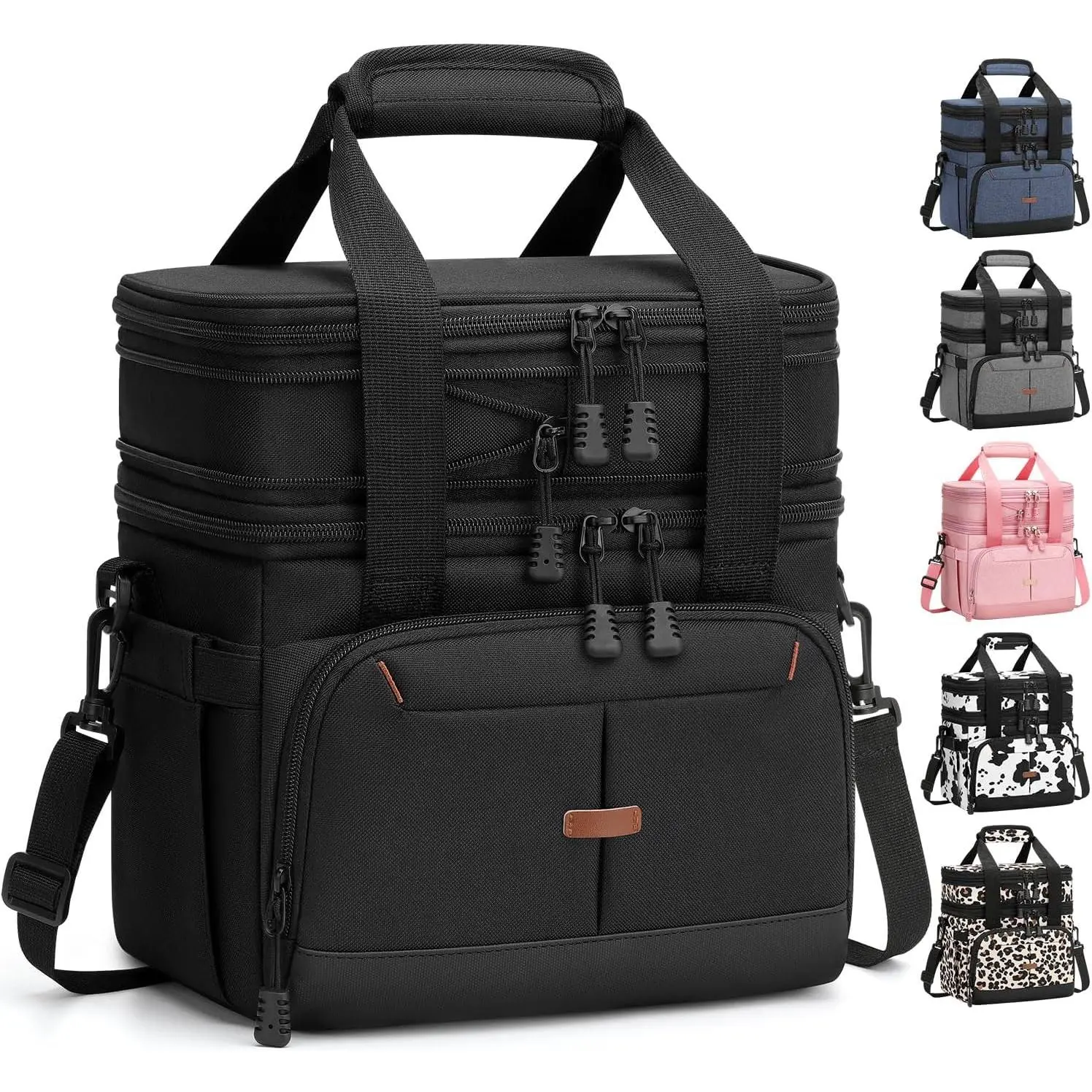 Expandable Double Deck Lunch Box, Insulated Synthetic Cooler Bag for Men and Women, Leakproof with Adjustable Straps for Lunch at Work, Fishing, Hiking, Zipper, Practical, Durable, Work/Outdoor, Temperature Control, Double Layer