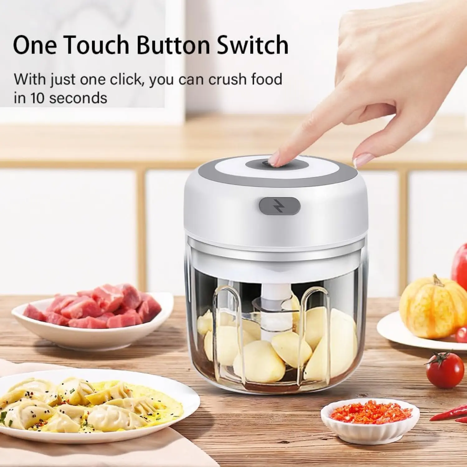 Gift for mom,Kitchen Electric Vegetable Blender,Kitchen Utensils Portable Mini Meat Grinder,Pulverizer,Home Electric Garlic Press,Cordless Pulverizer,Garlic Slicer,Portable Compact Design,Easy to Use Kitchen Tools