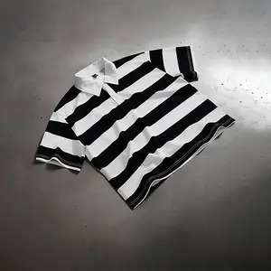 Men's ShortSleeve Polo Shirts,black and white Striped Loose Fit Comfortable Stylish Casual Top,versatile Classic Collared Polo Shirts for Work,Golf,Travel & Everyday Wear,For Summer Menswear,Please place an order according to size chart