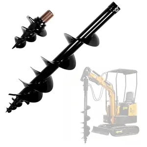 Mini Excavator Auger Drill Rod, 8''/200mm Mini Excavator Attahments, 8" × 34" Auger Bit for Earth Auger,Digger Post Holes Replacement Earth Digger Planting Drill Bit, Garden Tools Spiral Hole Drill Planter for Bulb Planting, Fence Post, Umbrella Holes
