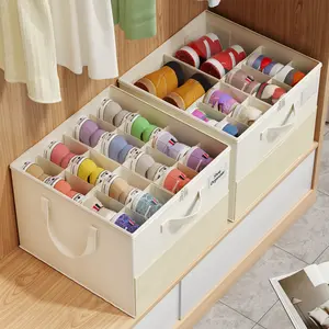 7CODE 2-Pack Fabric Shoe Organizer Boxes, Holds 32-64 Pairs Adjustable Shoe Storage with Dividers - Dustproof Breathable Closet Shoe Rack for Home, Dorm & Bedroom - Stackable Space-Saving Shoe Container for Sneakers, Heels & Boots, White