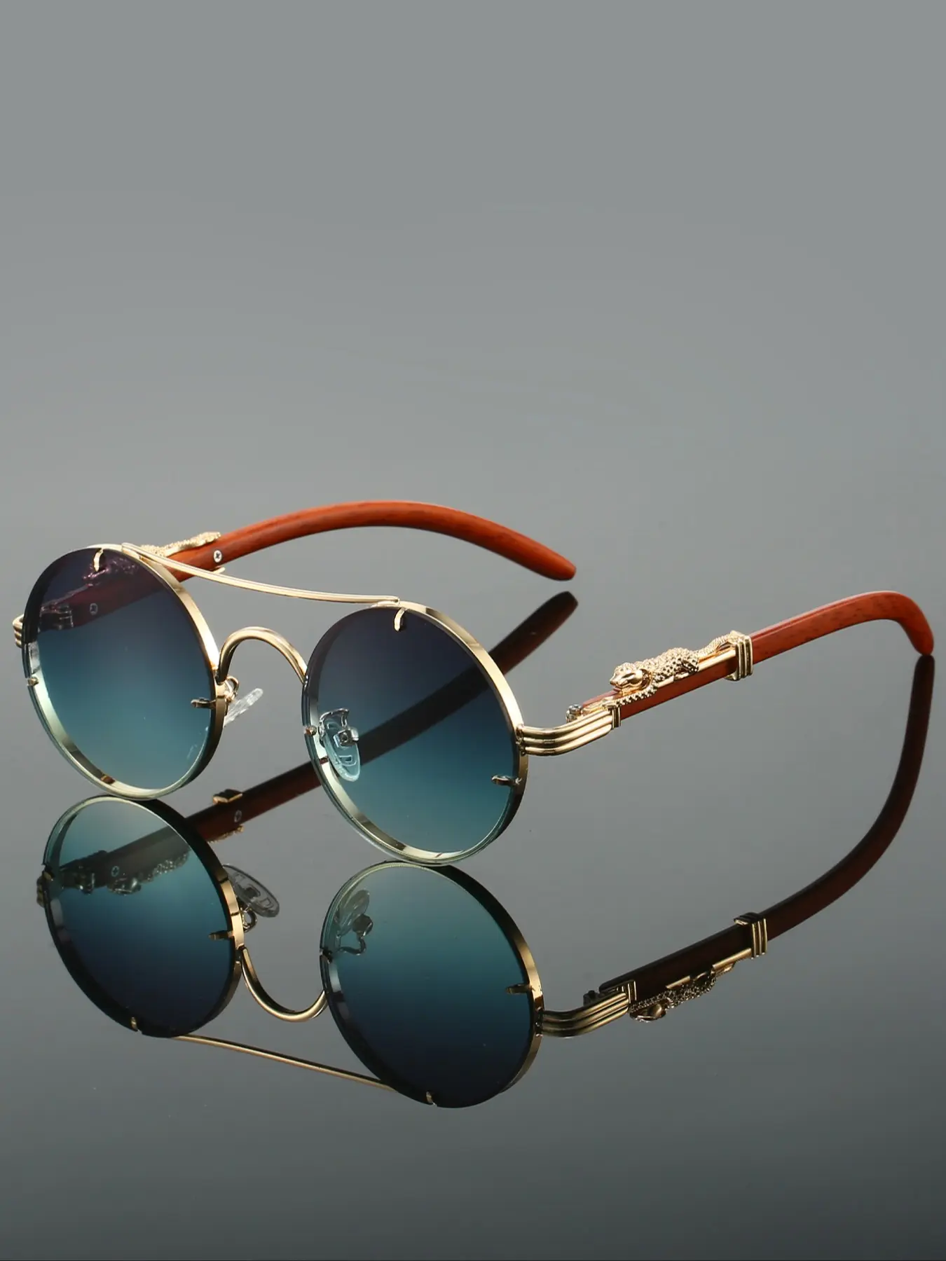 Women's New Fashion Round Frame Eyeglasses, Leopard Decor Design, Vintage Luxury Eyewear, Casual Stylish Shades, Trendy Optical Accessories, Decorative Glasses