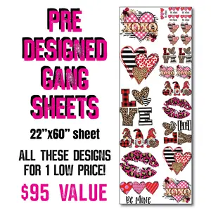 PREMADE FULL DTF GANG SHEET - VALENTINES DAY - DIRECT TO FILM