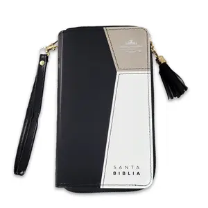 Biblia Chequera RV1960, imit. piel tricolor negro/beige/blanco con índice