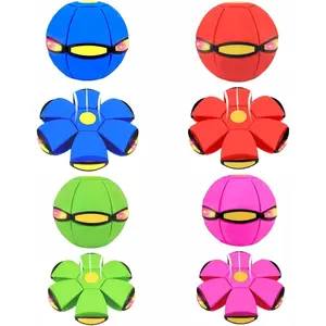 Magic Ball Toy, Magic Metaball, Children Bouncing Ball, Parent-Child Interaction, Dual Form Freely Switchable Magic Metaball Flying Saucer with 6 Light