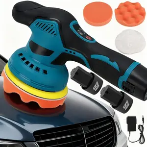 Professional cordless polishing machine (includes battery and charger), grinder/polisher, suitable for cars, wood, tiles, stairs, etc., compatible with plugs