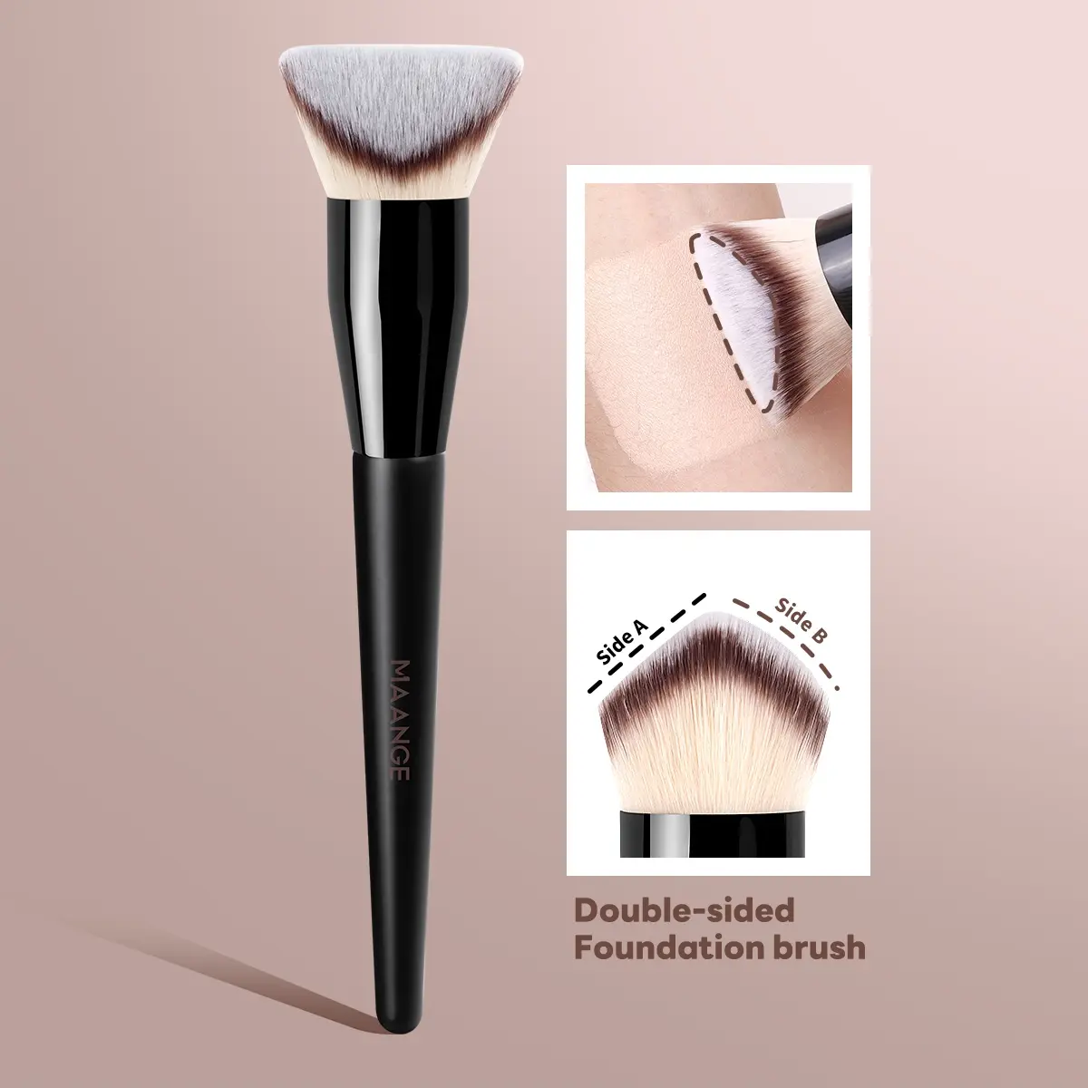 MAANGE 1pc 3D Foundation Brush, Double-sided Foundation Brush, Kabuki Brush, Face Makeup Brushes, Makeup Blending Brushes, Synthetic Makeup Brush Liquid Blending Mineral Powder Buffing Stippling Makeup Tools, Gift for Women & Girls
