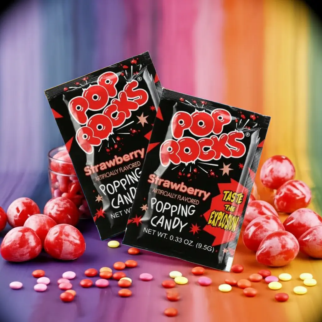 Pop Rocks Strawberry Popping Candy - Fruity Fizz & Bold Sweetness - Perfect for Party Favors & Solo Snacking