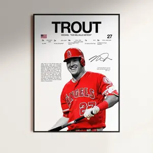 Mike Trout Poster,  Wall Print, Los Angeles Angels Wall Print, Baseball ,  Athlete Print, Baseball Room Gift