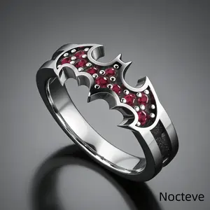 Unisex Creative Bat Enamel Drip Oil Base Alloy Ring, Spooky Halloween Cosplay Party Jewelry Night Event & Cool Gothic Holiday Gift Wear