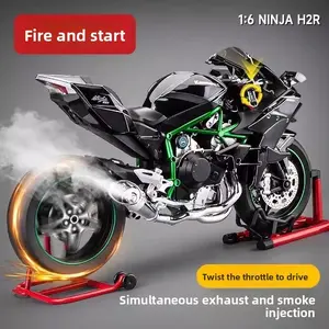 1:6 Scale Model of Kawasaki Alloy Motorcycle, capable of spraying fuel and starting by ignition, with highly realistic details, rich metallic texture, eye-catching green and black color scheme. It is a collectible piece that is suitable for both gift-givi