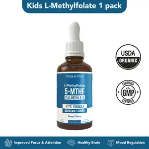 Triquetra Organic Kids Methylfolate + Methyl B12 Cofactor - Organic Berry Flavor, Liquid Form 5-MTHF Form Adjustable Dosing; Supports Mood, Behavior, Cognition | Methy folate | L-methylfolate Healthcare Fitness