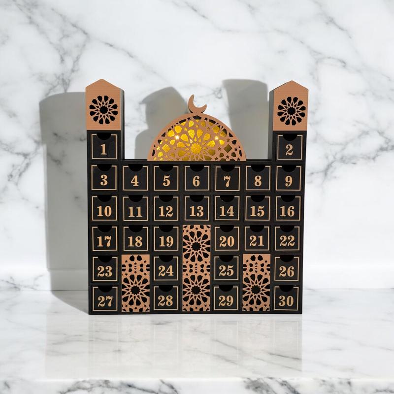Ramadan Calendar Countdown - Luxurious Wooden Iftar Gift Tracker Eid Advent Calendar Box