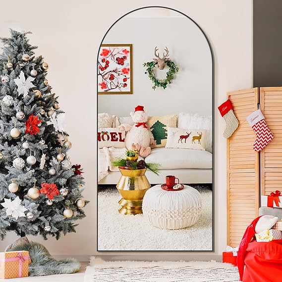 71"x26" Full Length Mirror Extra LargeMirror Full Length 71"x26" Full Body Floor Mirror with Stand, Shatterproof Glass, Aluminum Alloy Frame, Free Standing Wall Mounted or Leaning Arched Mirrors for Bedroom Living Room Entryway