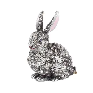 212 MAIN Decorative Bunny Box - Jewel-Set Trinket Storage Organiser with Decorative Look, Embedded Gems, Size 1.5x3", Ideal for Gifting