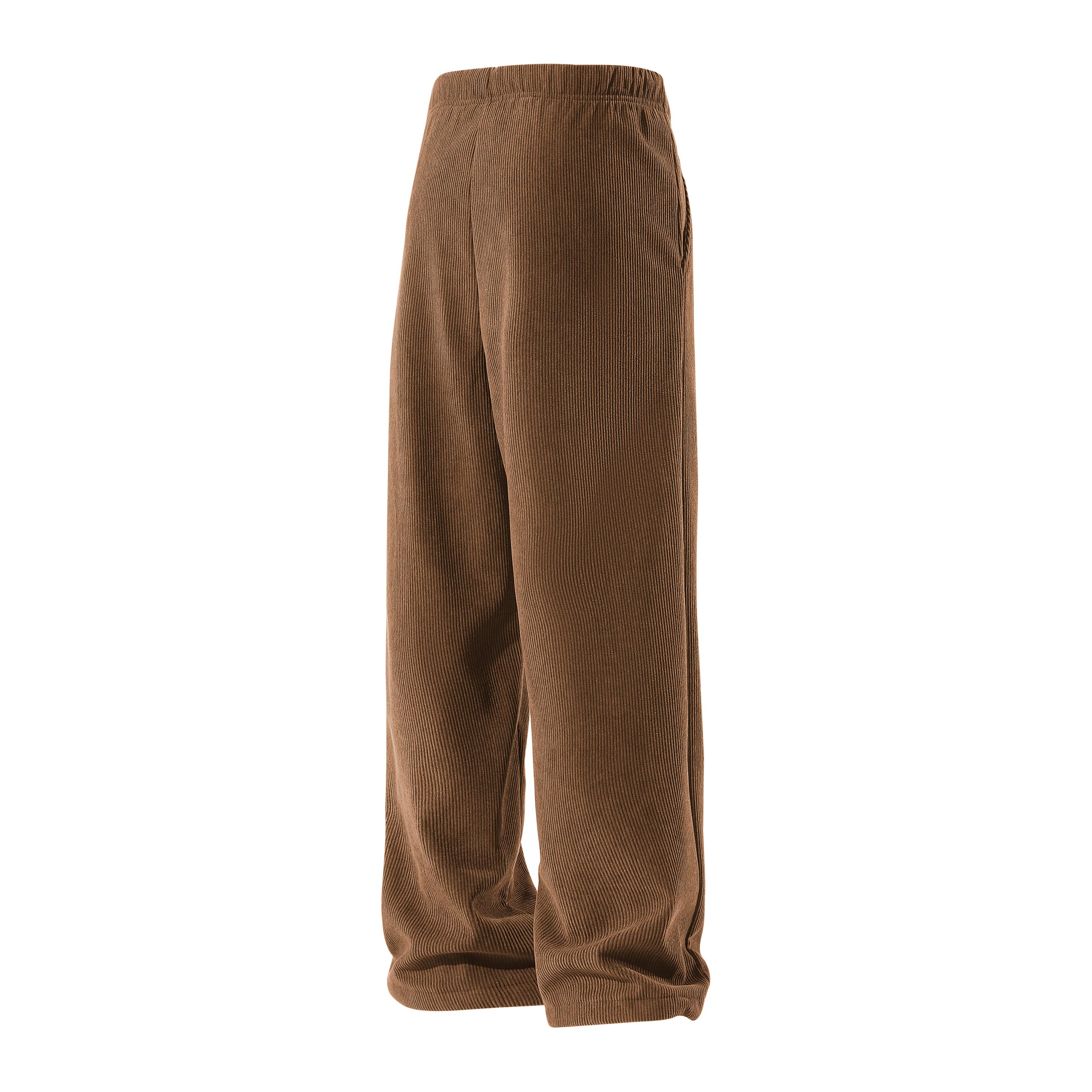 2-Pack Corduroy Pants for Men – Loose Straight Wide-Leg Sports Casual Long Pants