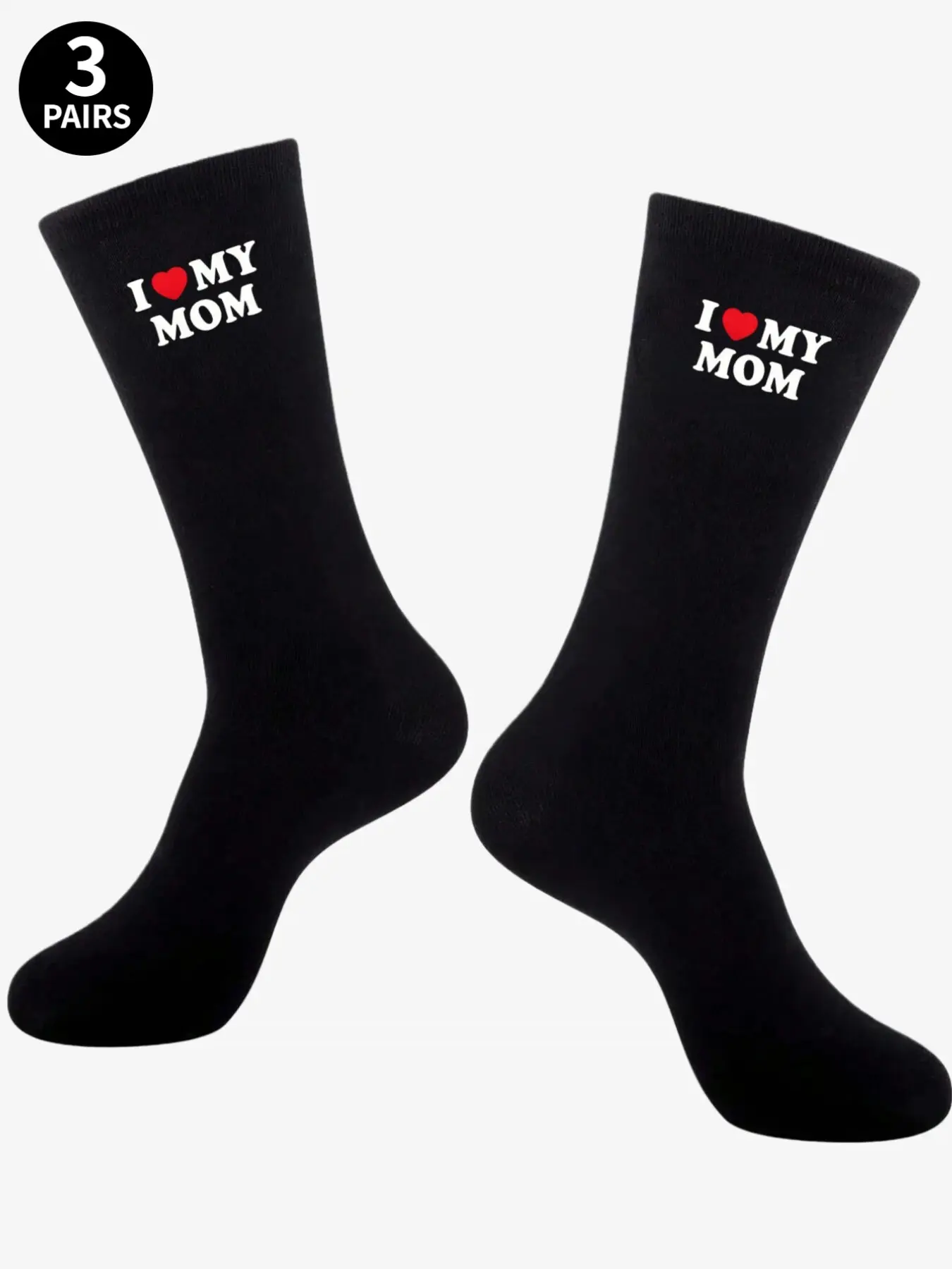 1/3 Pair Unisex Black Knee-High Socks “I Love My Mom” Knee-High Socks – Mother's Day Gift, Fun and Unique, Birthday Gift, Everyday Casual Wear