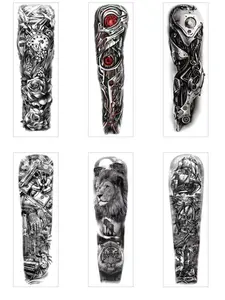 BAGHPBM 6-Pack Full-Arm Nontoxic Waterproof Temporary Tattoo Stickers - Assorted Designs: Motorcycle, Lion, Sailboat, Tiger, Rose, Clock, For All Skin Types, Beauty & Personal Care Use