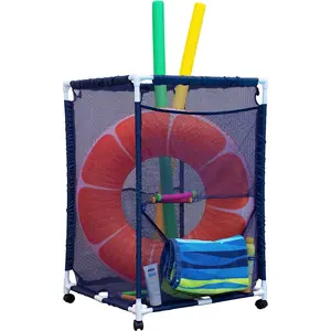 Pool Storage Organizer Mesh Rolling Pool Equipment Bin, Medium, (25.4" W X 25.4" L x 40" H) - Style PB-M200
