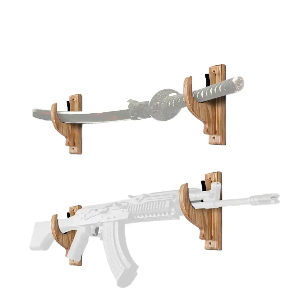 Solid Wood Wall-Mounted Gun Rack Home Wall-Mounted Rifle Storage Rack Bow and Arrow Rack Pistol Toy Display Rack