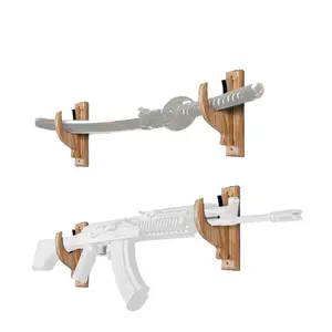 Solid Wood Wall-Mounted Gun Rack Home Wall-Mounted Rifle Storage Rack Bow and Arrow Rack Pistol Toy Display Rack