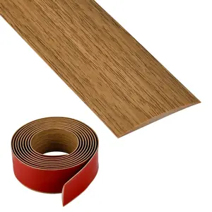 Vinyl Floor Transition Strip, Self Adhesive Floor Cover Strips PVC Laminate Threshold Strip Bar Flat Divider Strip for Joining Floor Gaps, Doorways Threshold, Carpet, 2" Wide (Brown Wood Grain, 10Ft)