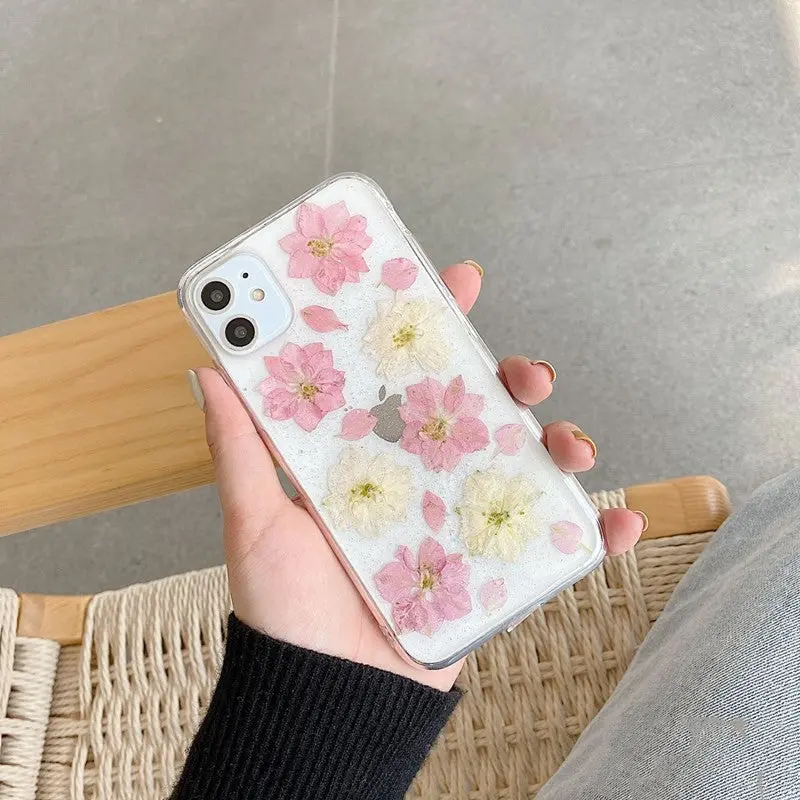 Women's Hyuna Handmade Real Flower Net Protective Rubber Mobile Phone Case - Transparent Soft Cover for OPPO Reno 2Z, 3 Pro, 4 SE, 5 Pro, Ace 2 - Phone Accessory