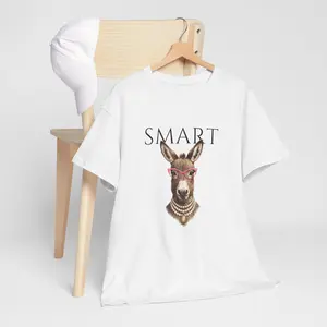 Smart Donkey Tee | Donkey Portrait with Glasses and Pearls Shirt