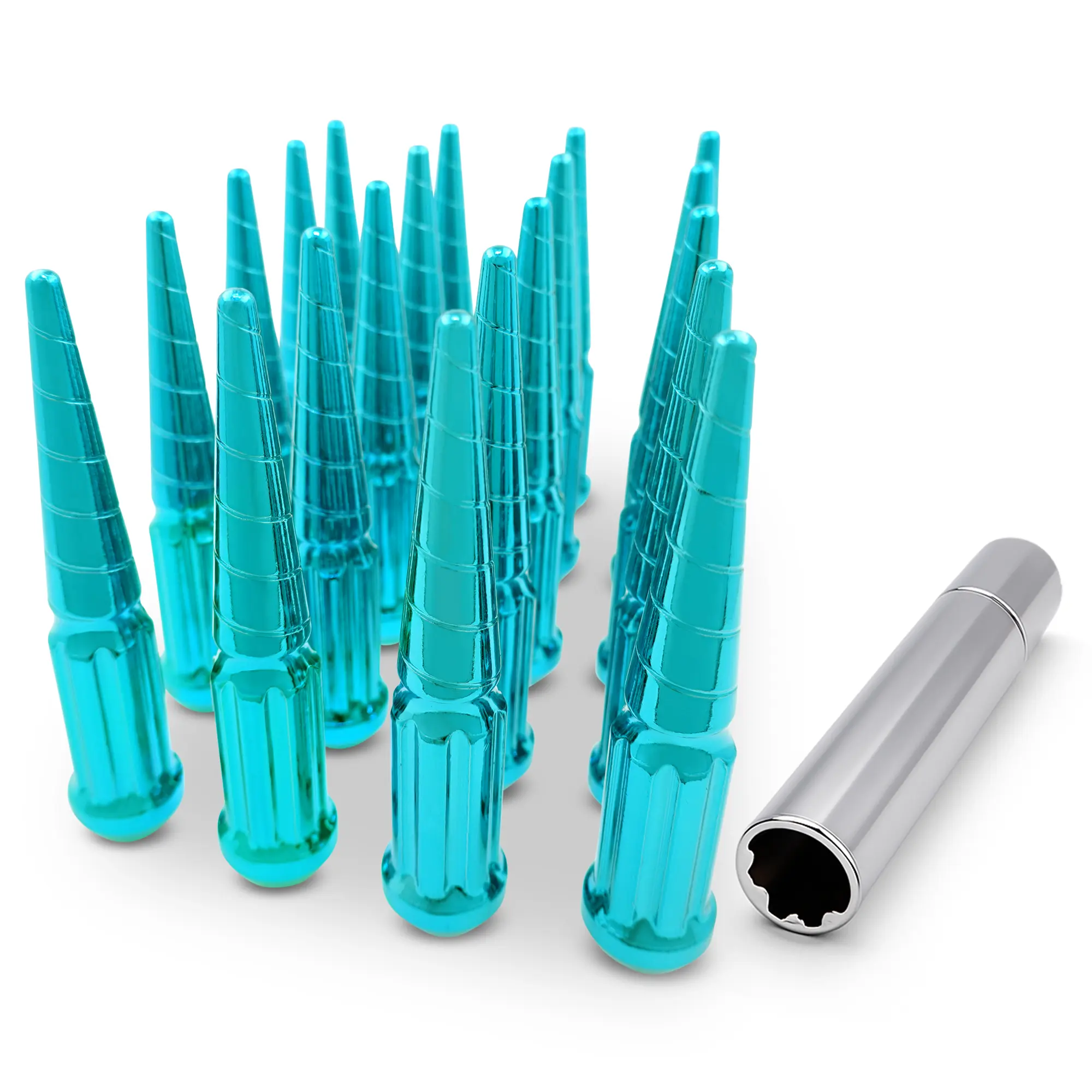 EZAccessory 12x1.5 Thread Spiral Spike Lug Nut Set with Twisted Tip Design Bulge Acorn